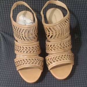 Adrienne Vittadini Tan Cutout Sandals
